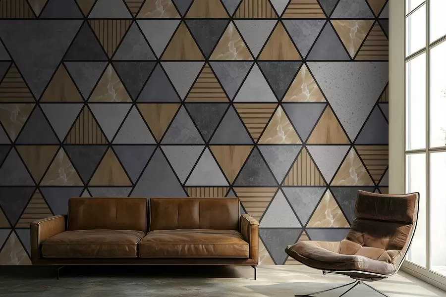 zidne murale Trokutasti ukras s neutralnim i toplim bojama w05096v1