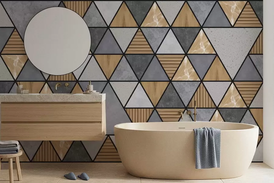 zidne murale Trokutasti ukras s neutralnim i toplim bojama w05096v1