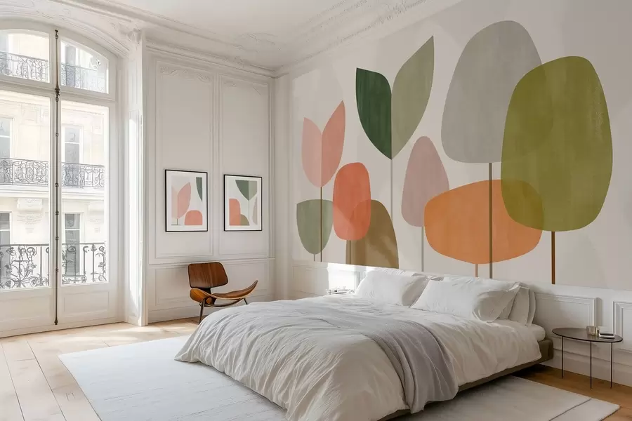 zidne murale apstraktna stabla u naivnom stilu w05059