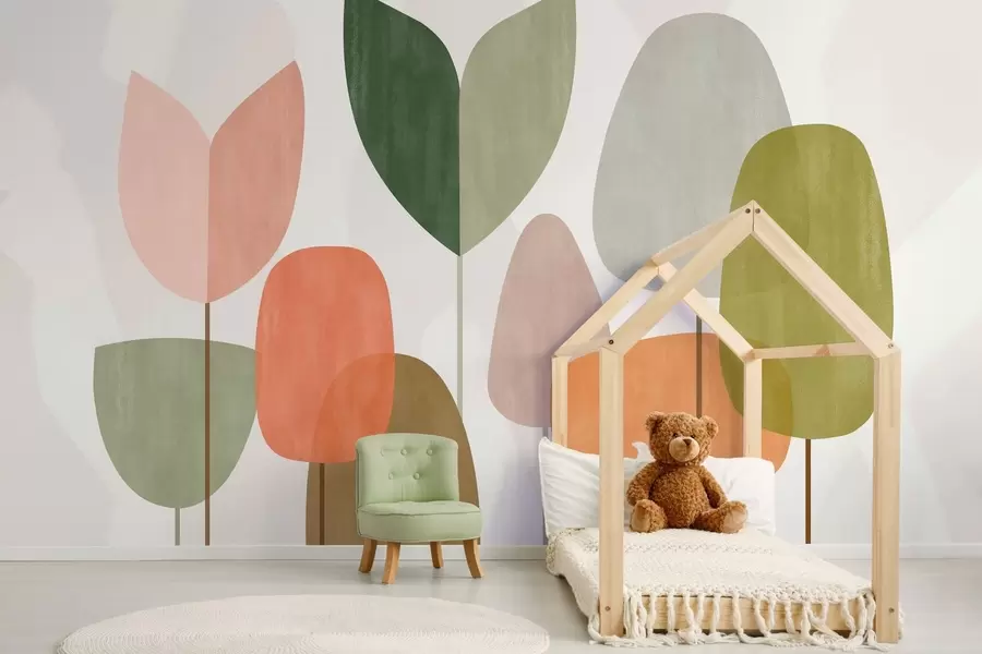 zidne murale apstraktna stabla u naivnom stilu w05059