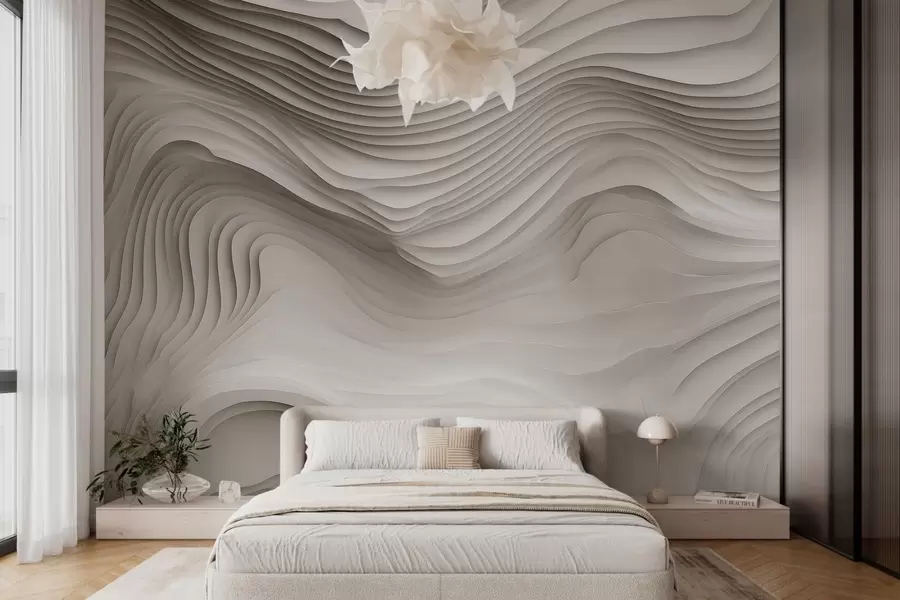 zidne murale imitacija voluminoznih stepenastih reljefa u bež tonovima w05061v1