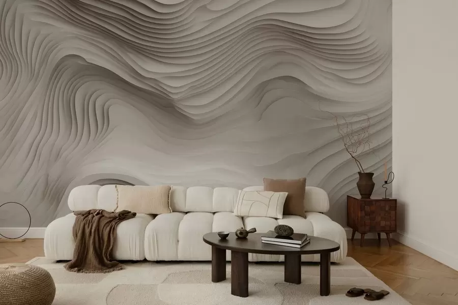 zidne murale imitacija voluminoznih stepenastih reljefa u bež tonovima w05061v1