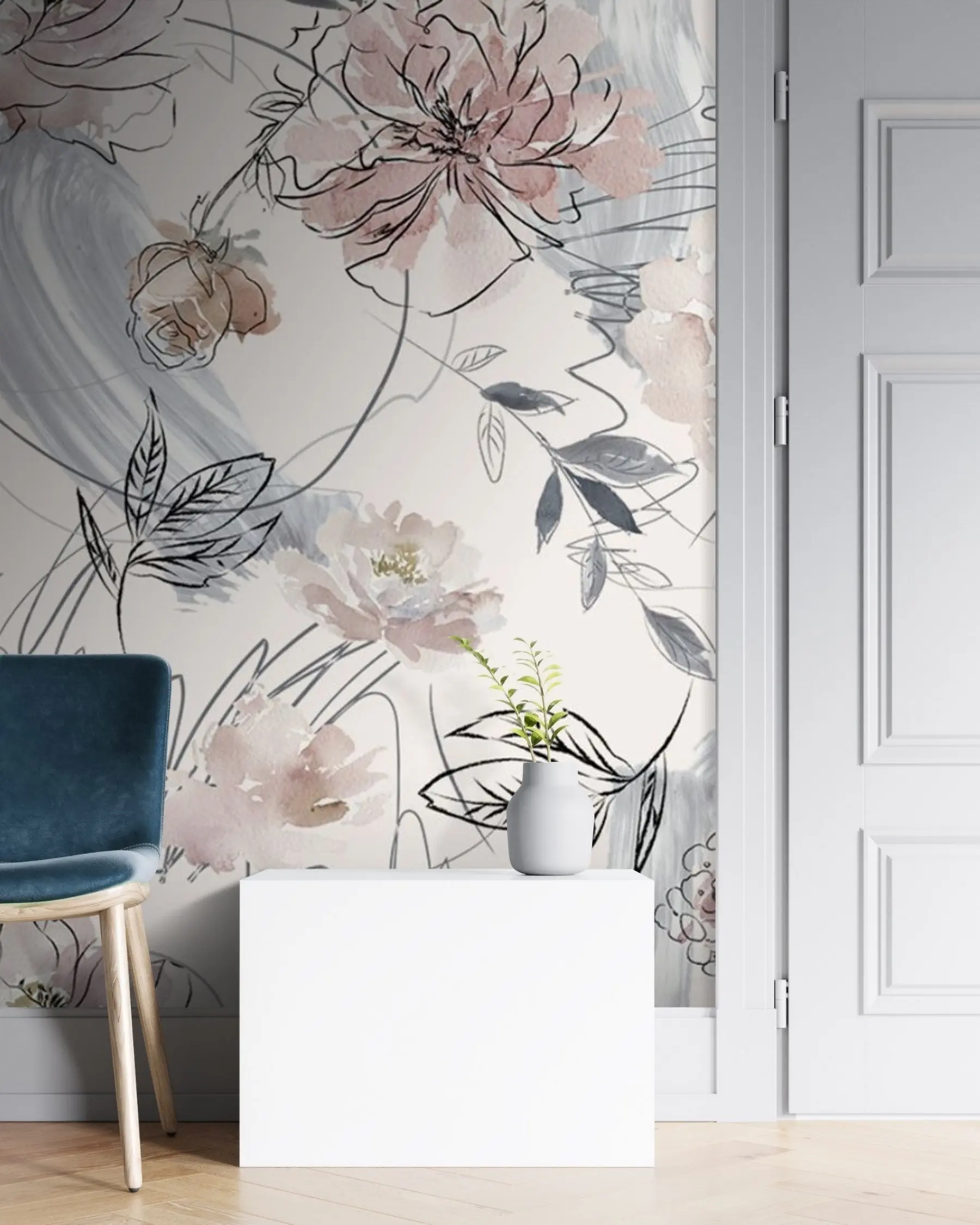 zidne murale Akvarel cvijeće u71515