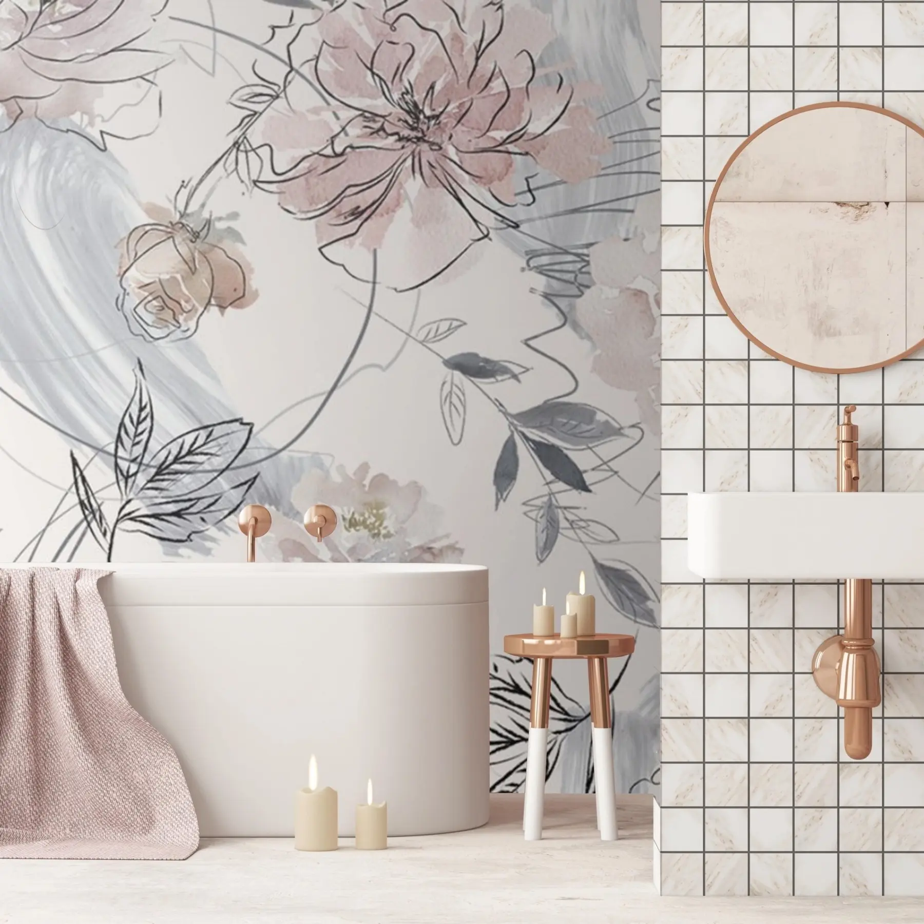 zidne murale Akvarel cvijeće u71515