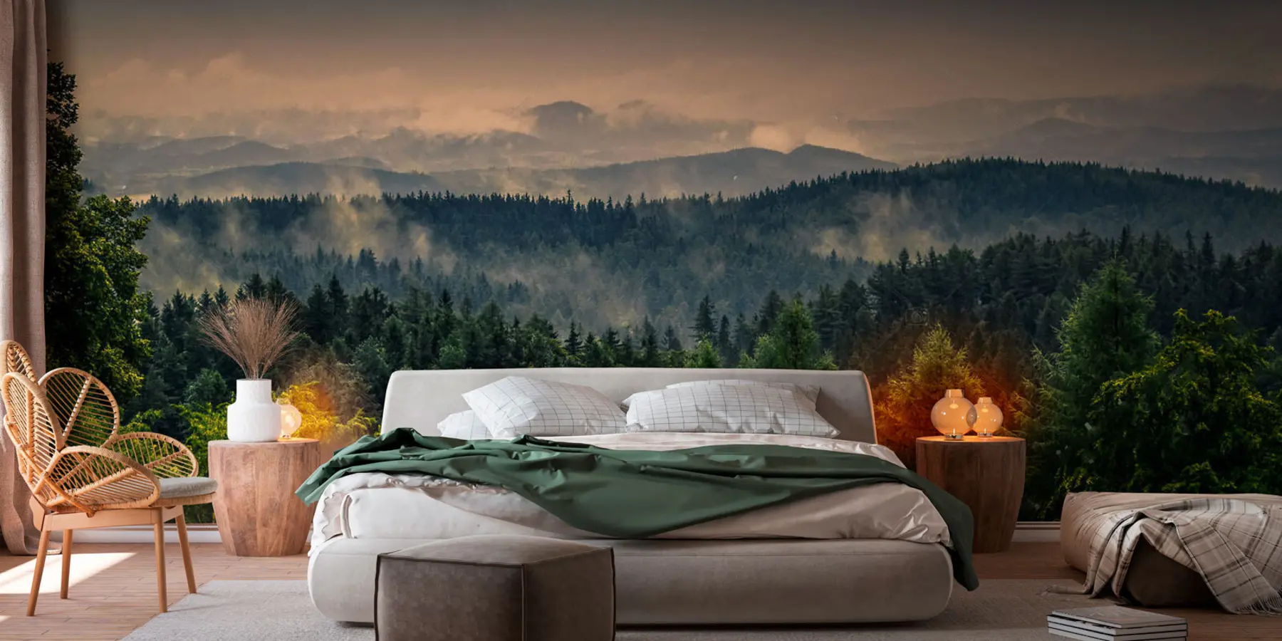 zidne murale Drveće drveća u magli u72174