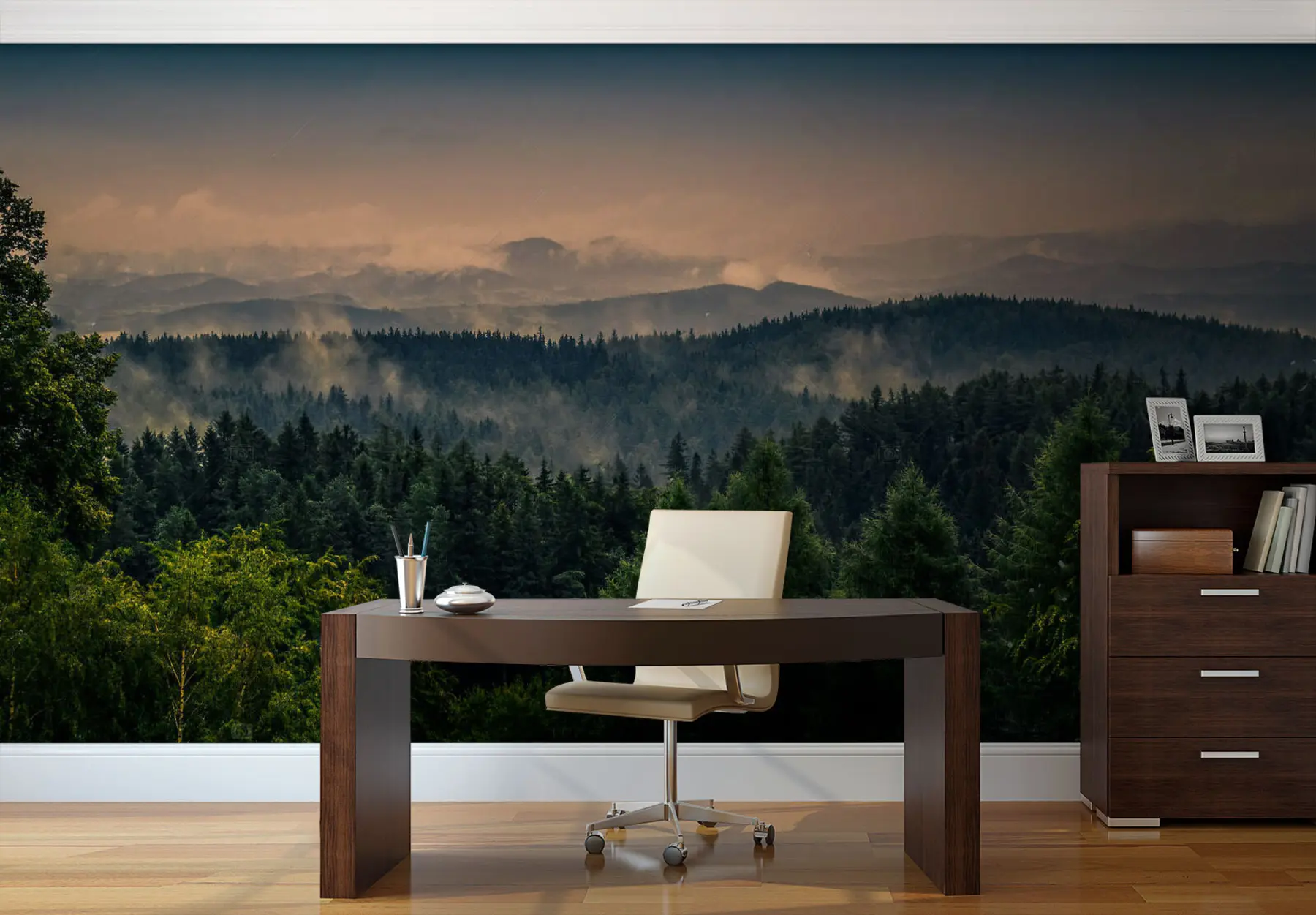 zidne murale Drveće drveća u magli u72174