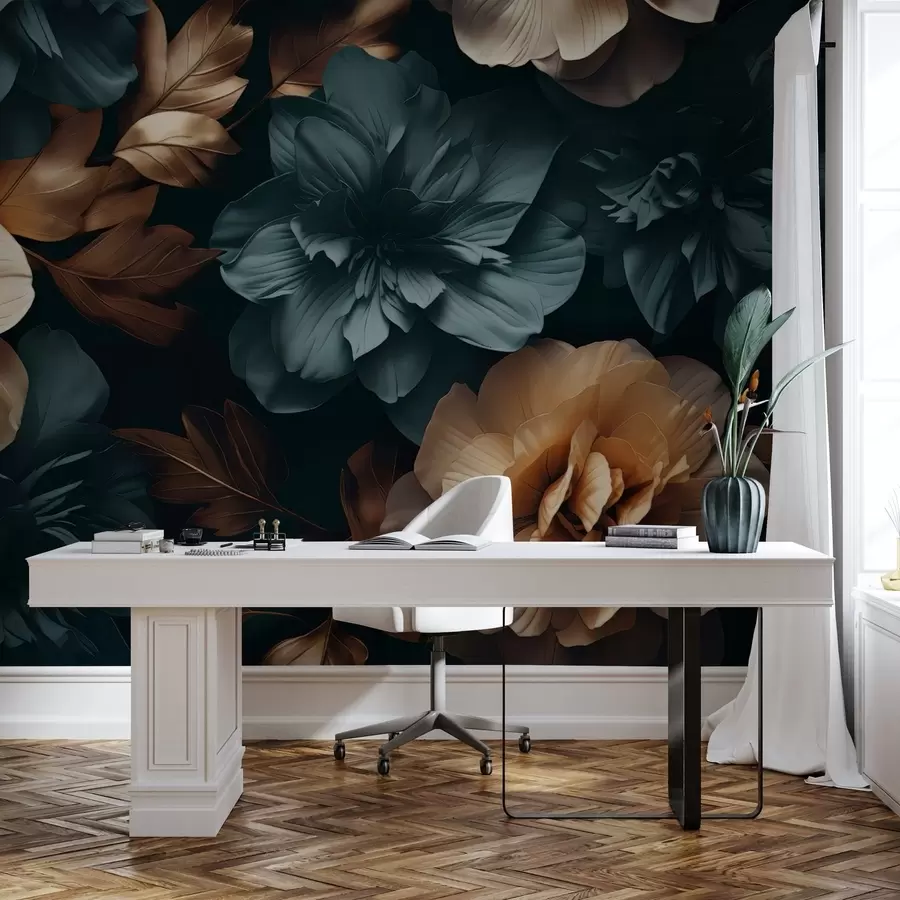 zidne murale Tamni cvjetajući vrt w05007