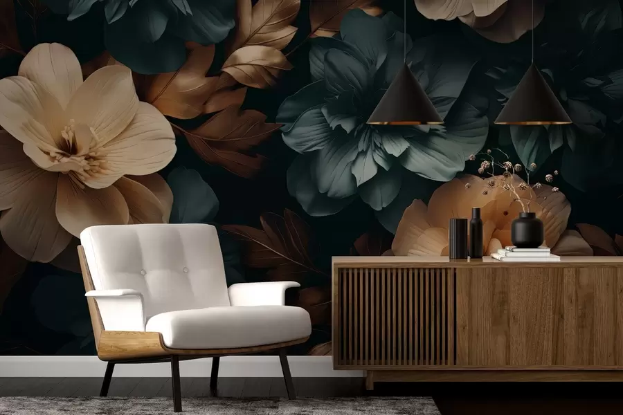 zidne murale Tamni cvjetajući vrt w05007