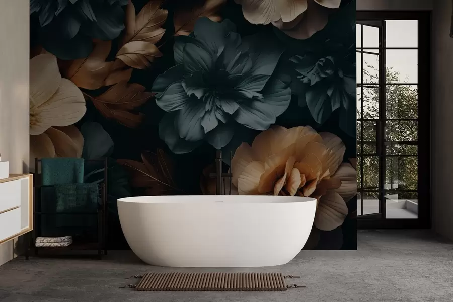 zidne murale Tamni cvjetajući vrt w05007