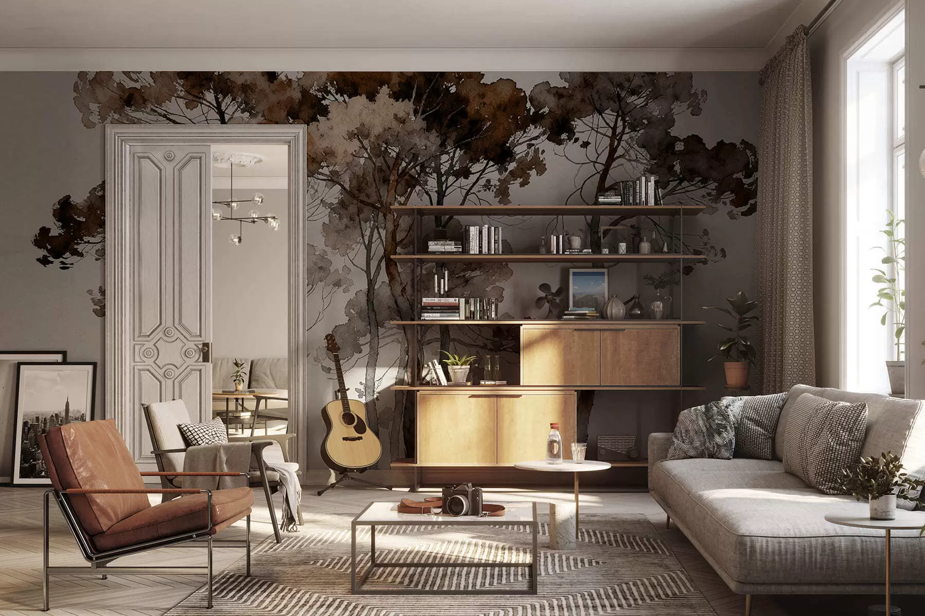 zidne murale Oslikani borovi w05173v1