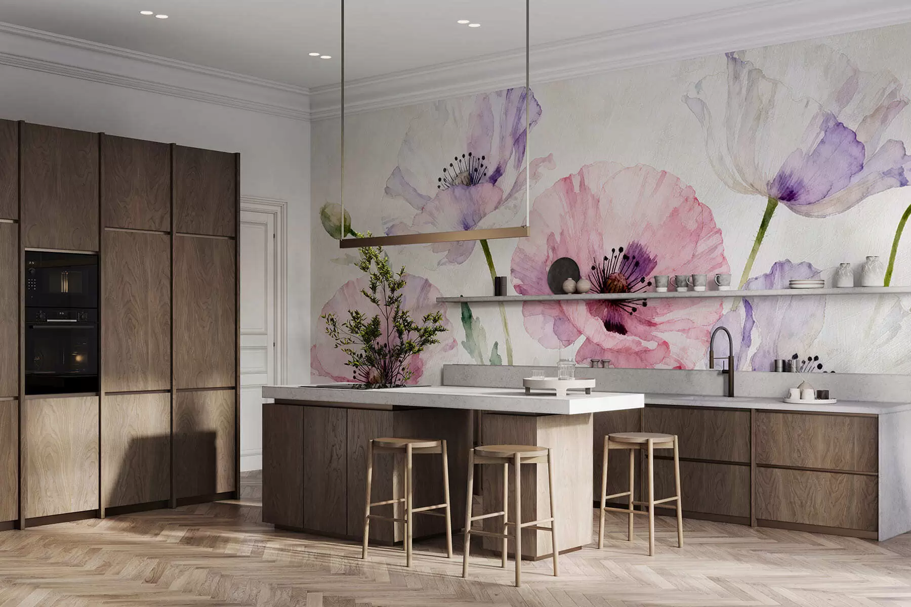 zidne murale Akvarel makovi w05174