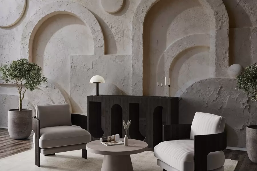 zidne murale Volumetrijska geometrija od betona w05186