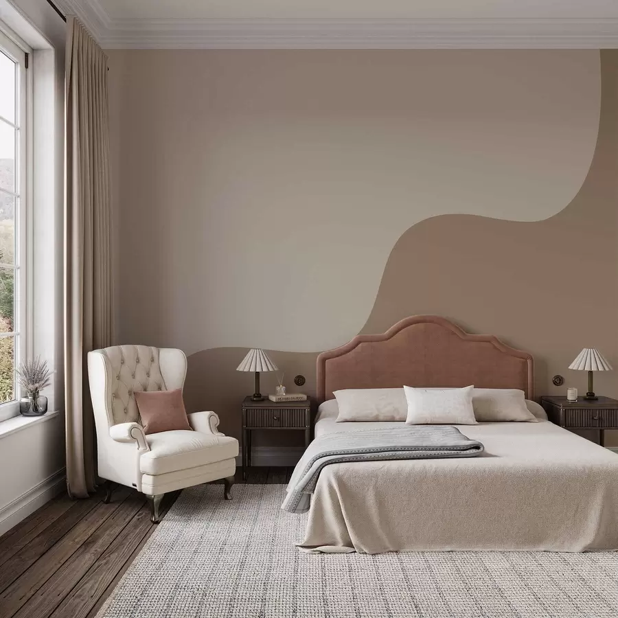 zidne murale Glatki apstraktni oblici u svijetlim bež i smeđim tonovima w05097v2