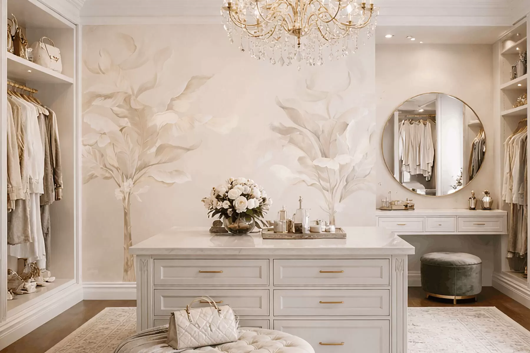 zidne murale Prozračne ukrasne biljke u toplim kremastim tonovima w05126