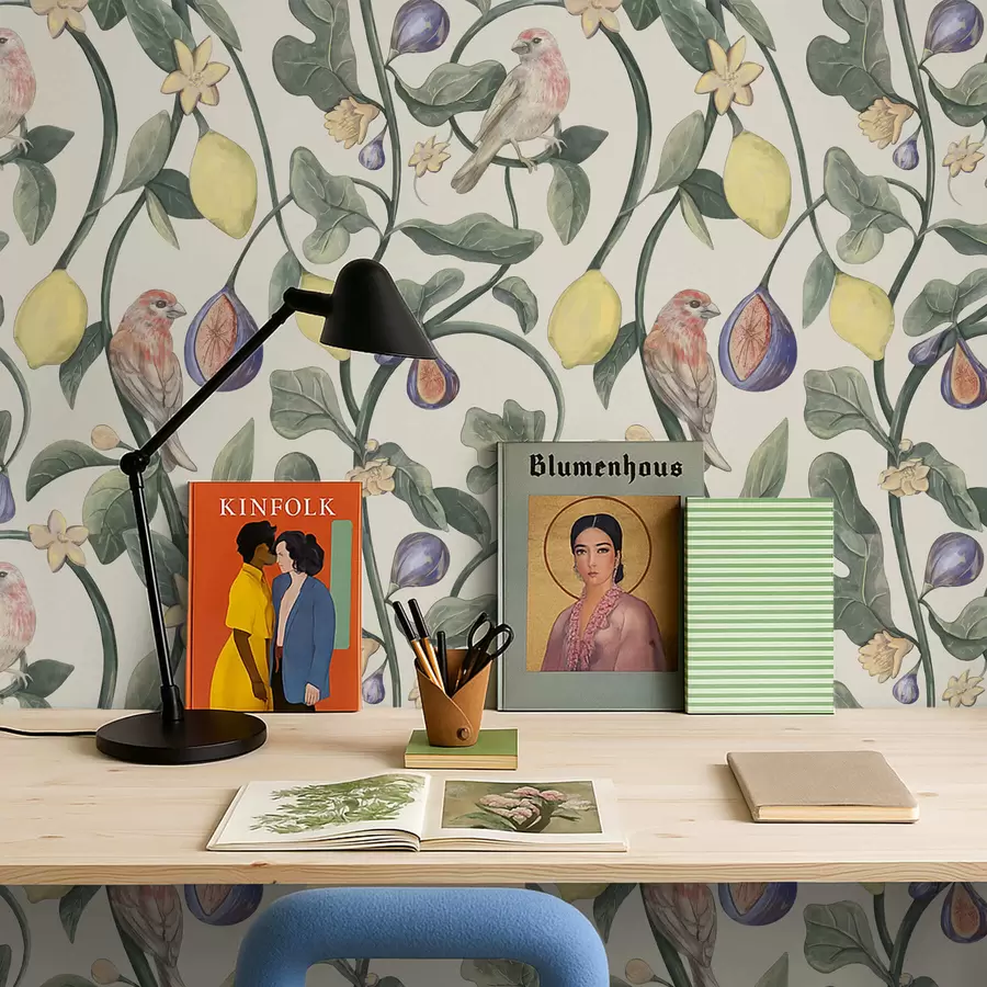 zidne murale Ptice među lišćem i plodovima a01107