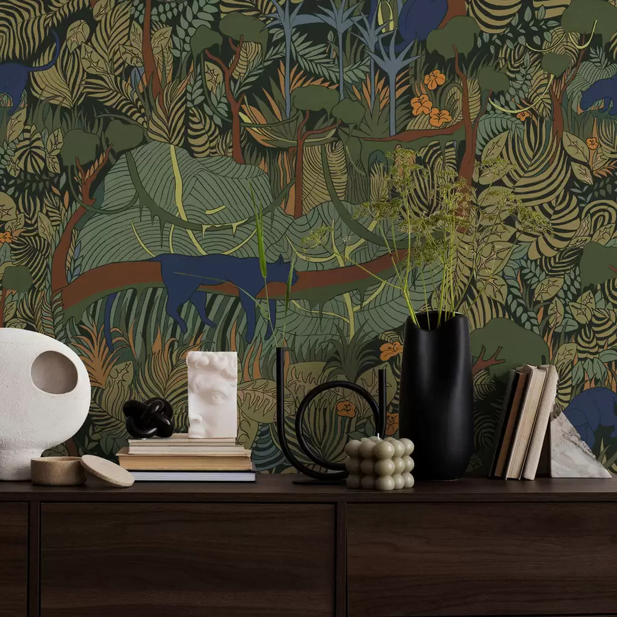 zidne murale Prizor tamne šume sa životinjama a01108v1