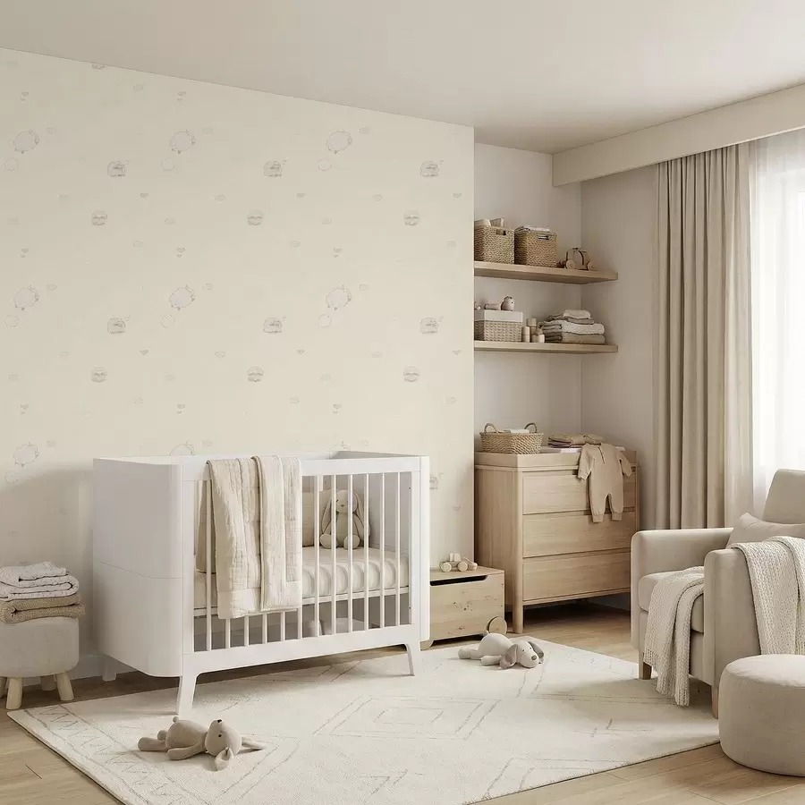 zidne murale Slatki uzorak s ovcama i malim srcima a01109