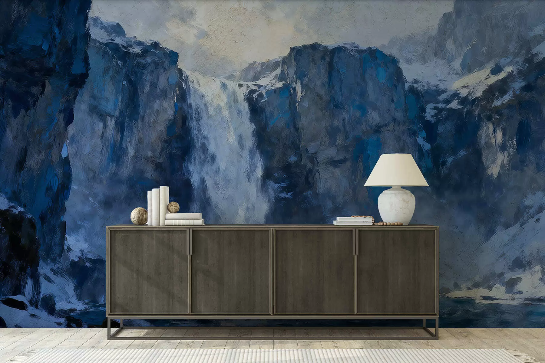 zidne murale Vodopad oslikan u grunge stilu w05177