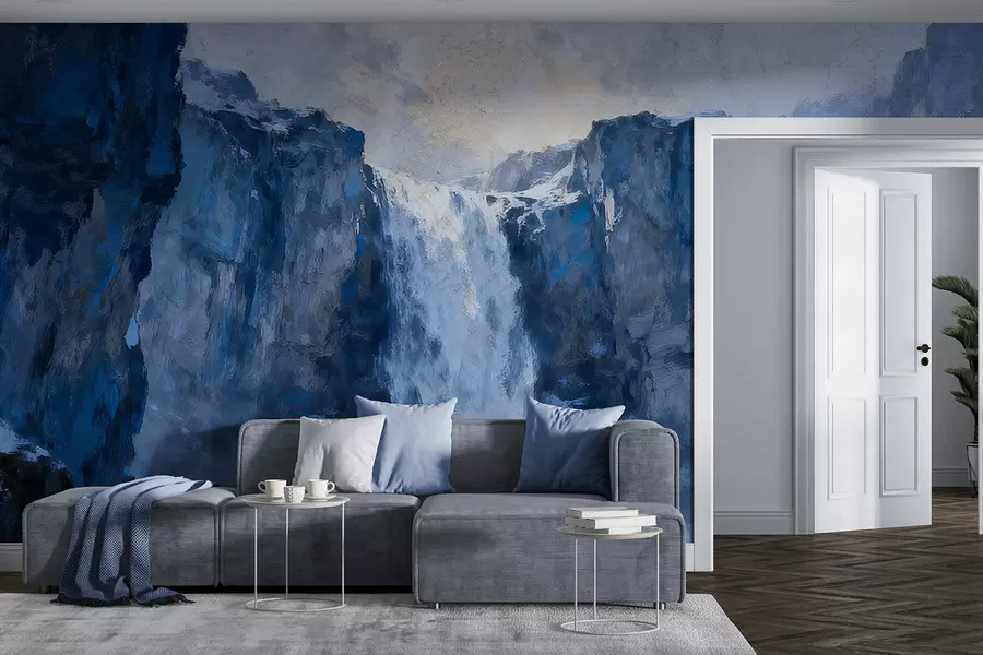 zidne murale Vodopad oslikan u grunge stilu w05177