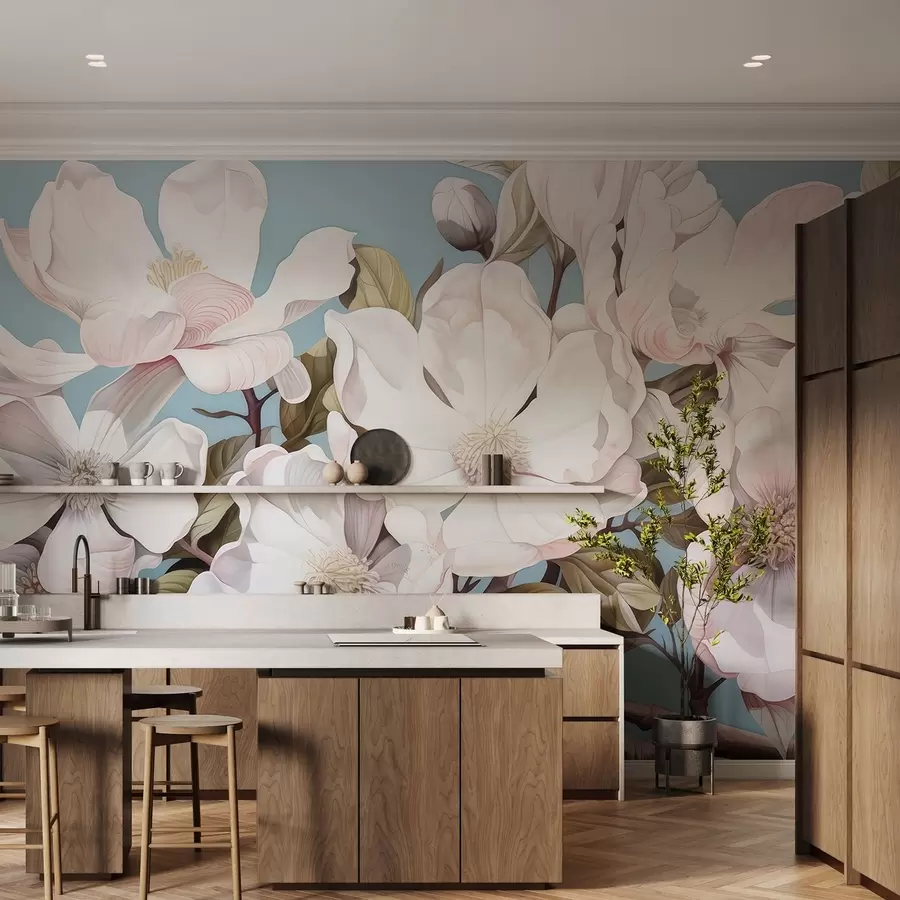 zidne murale Bujno cvijeće na grani drveta w05178