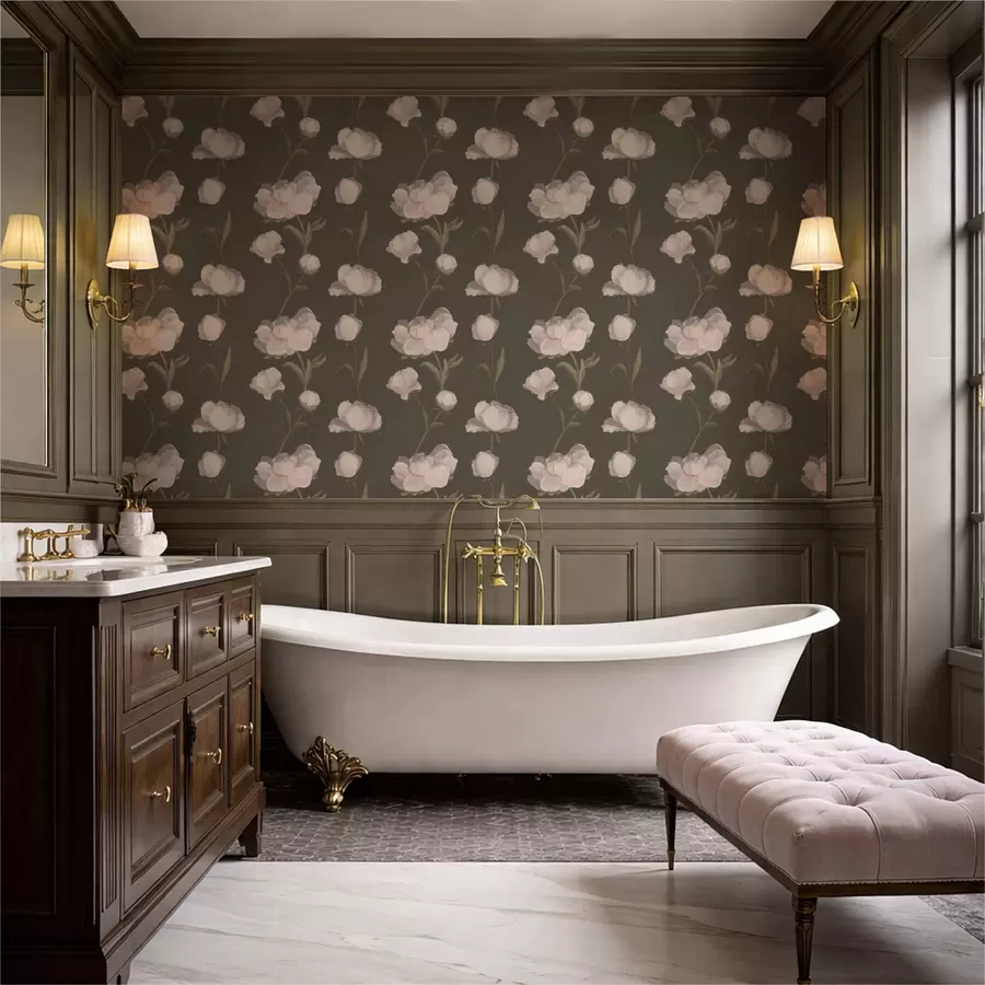 zidne murale Meko ružičasti božuri na tamnoj pozadini a01114v1