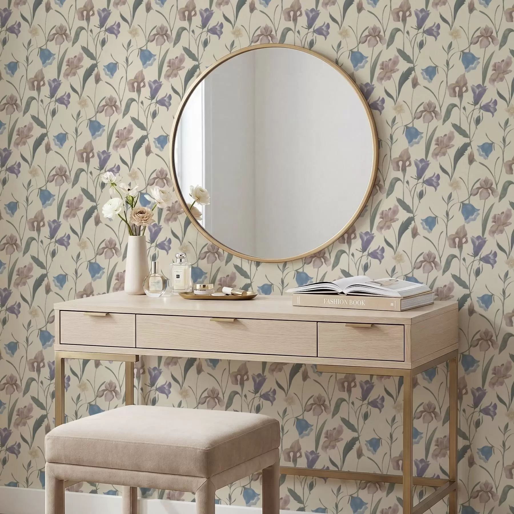 zidne murale Pastelni cvjetni uzorak na svijetloj pozadini a01118