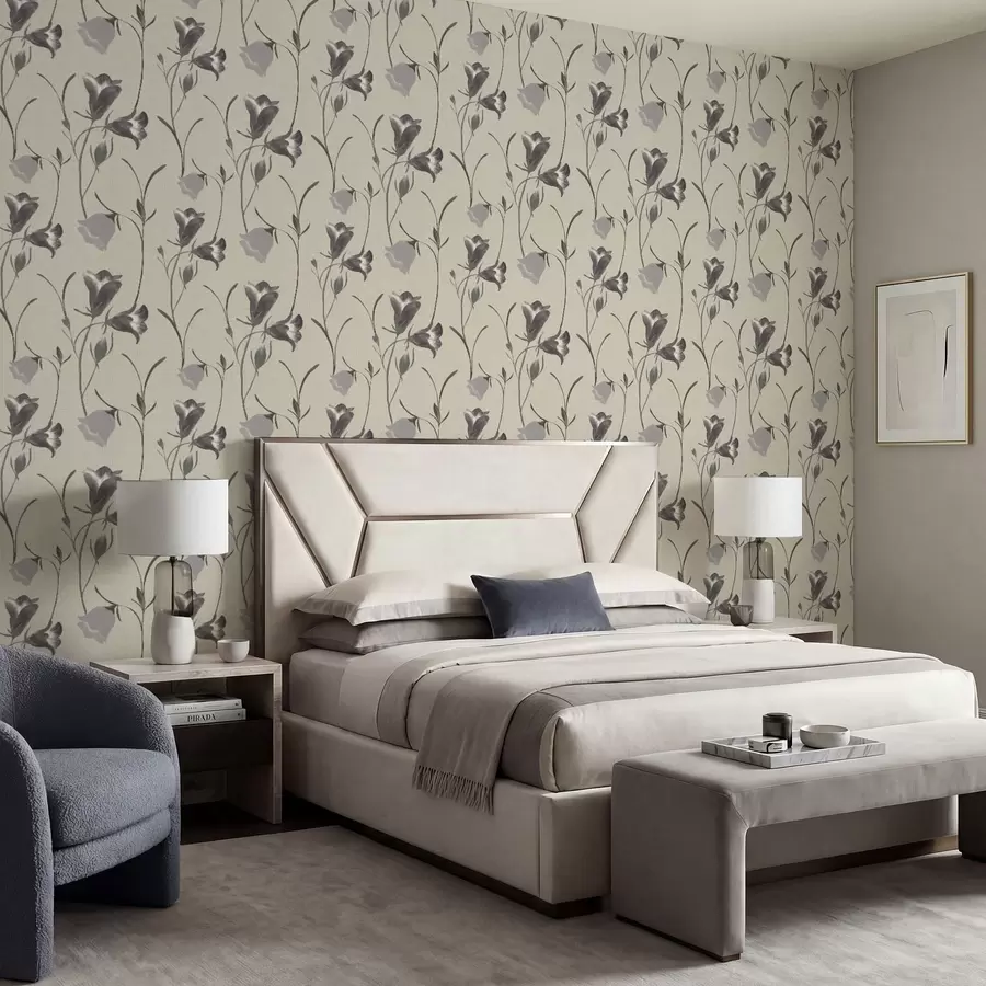 zidne murale Sivi zvončići na svijetlo bež pozadini a01119