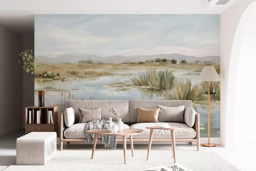 zidne murale Tihi, mirni, slikoviti krajolik jezera w05214