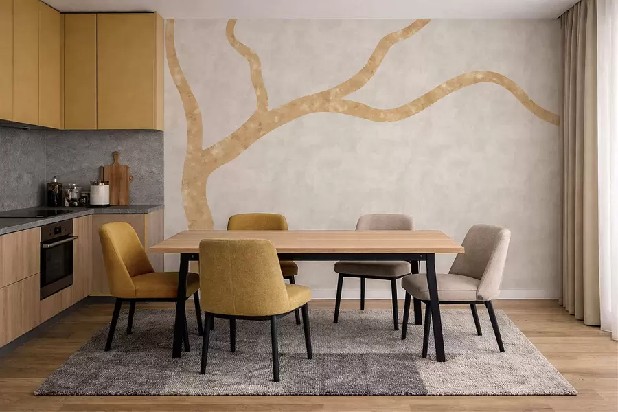 zidne murale Svijetla grana na blijedoj pozadini w05144