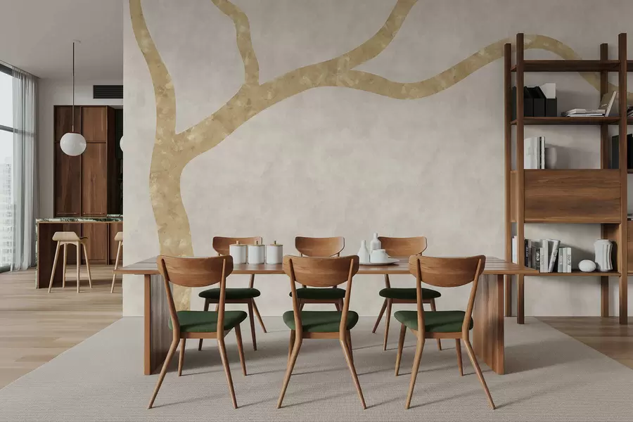 zidne murale Svijetla grana na blijedoj pozadini w05144