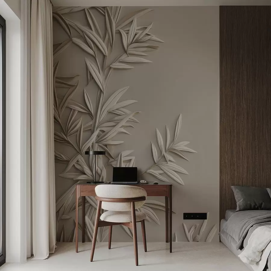 zidne murale Imitacija lišća u bareljefu w05244