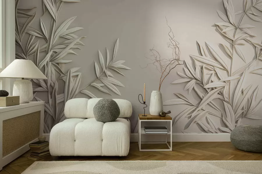 zidne murale Imitacija lišća u bareljefu w05244