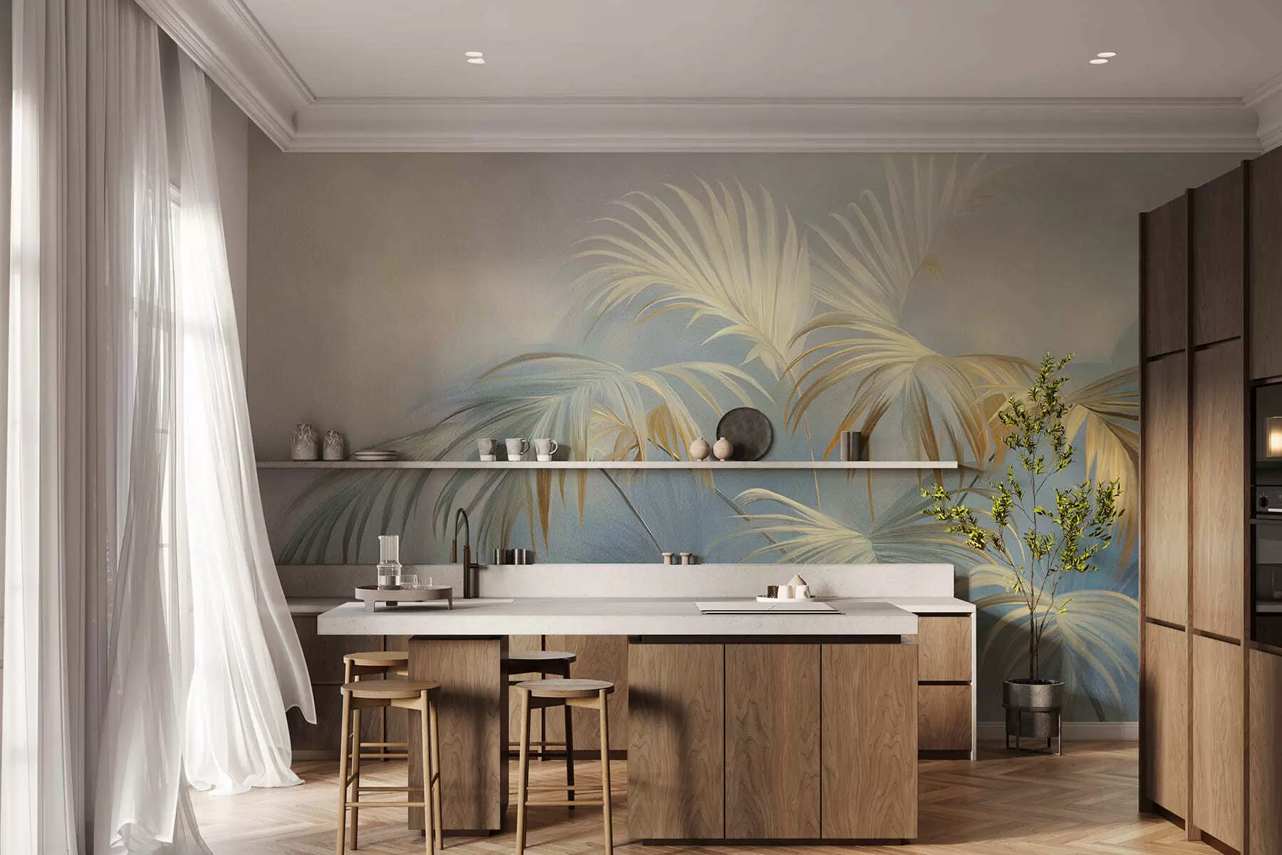zidne murale Elegantno lišće w05255