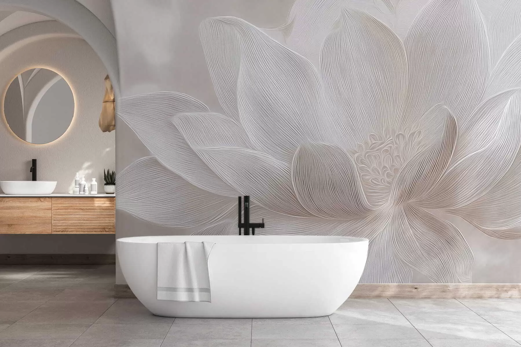 zidne murale Apstraktni tekući valovi u svijetlim bež tonovima w05266