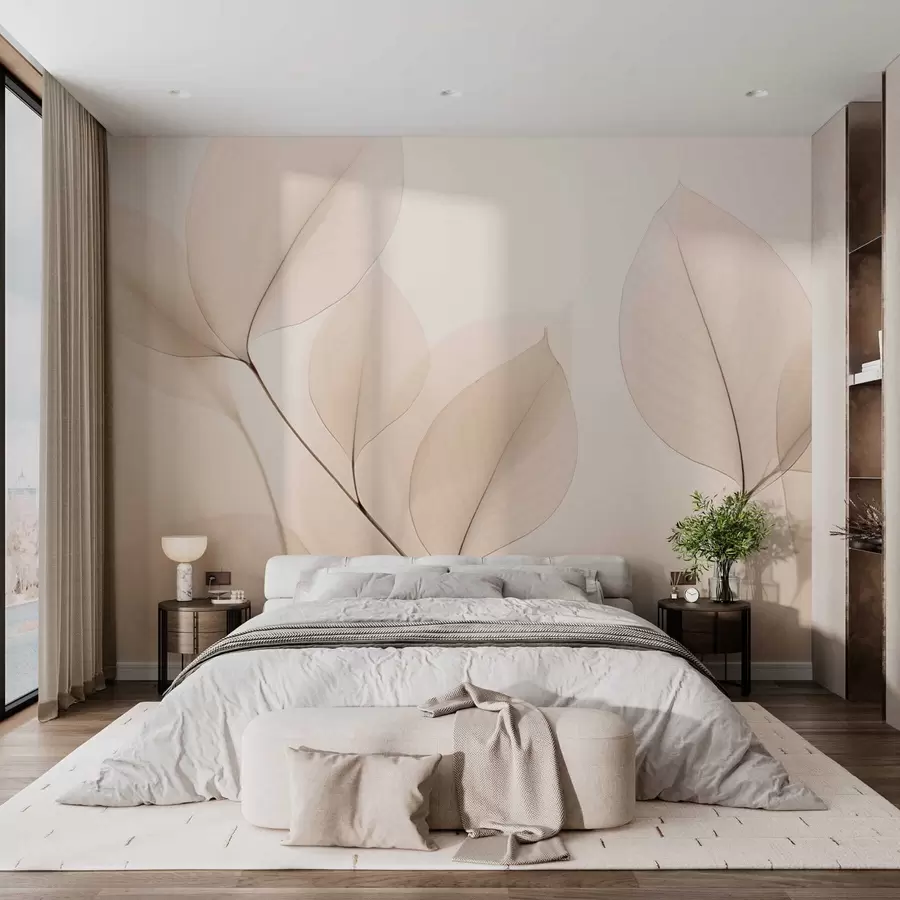 zidne murale Bijeli cvijet s tankom linijom w05268