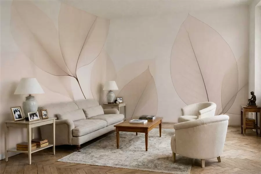 zidne murale Bijeli cvijet s tankom linijom w05268