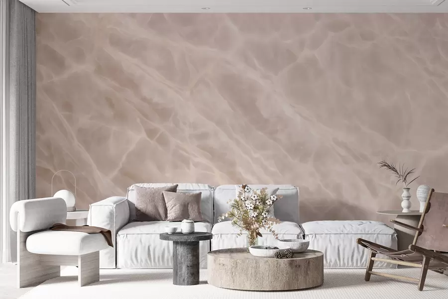 zidne murale Elegantno apstraktno umjetničko djelo u bež paleti s imitacijom mramora w09684