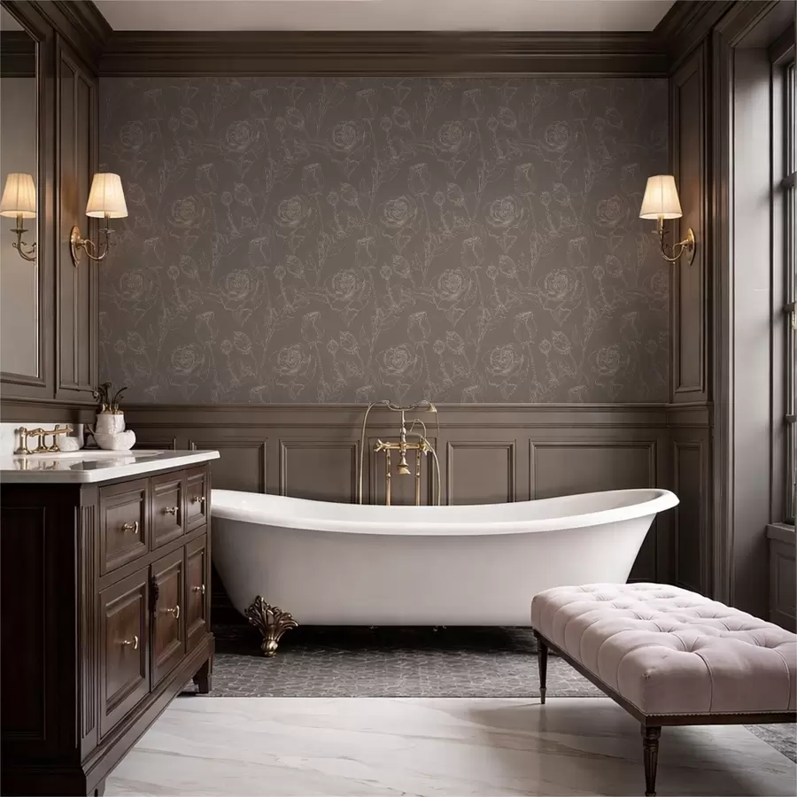 zidne murale Tamno ružičasti uzorak na smeđoj pozadini a01124v1