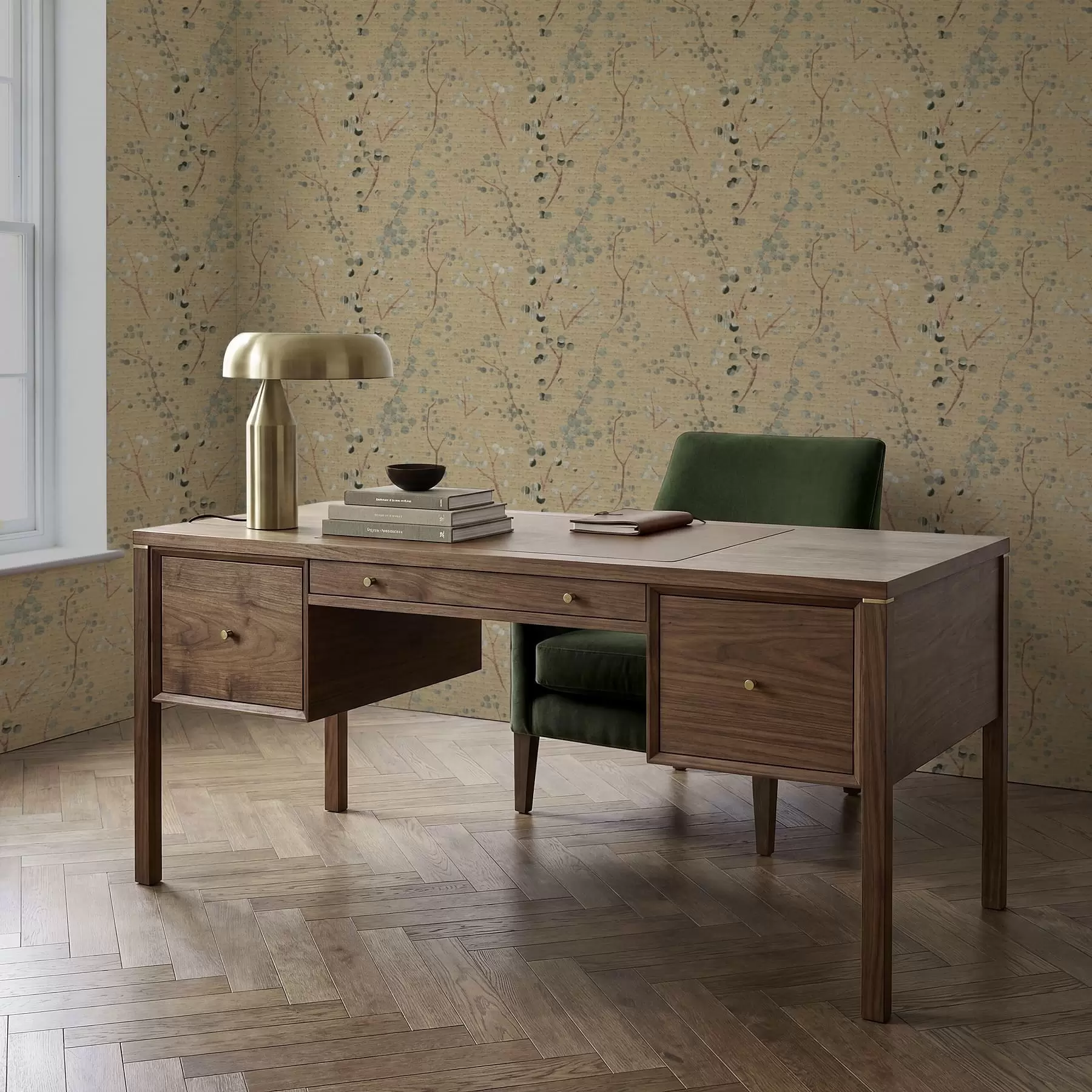 zidne murale Apstraktni botanički uzorak s krugovima a01126