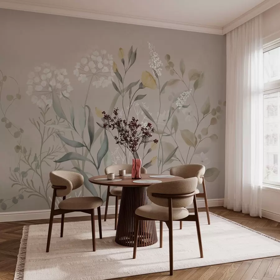 zidne murale Botanički sastav u toplim bež tonovima w05154v2