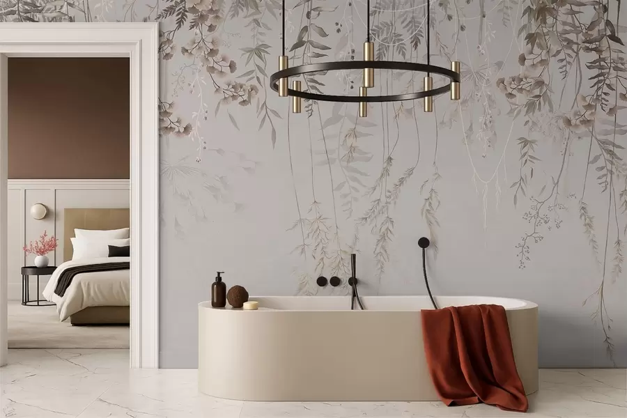 zidne murale Nježne viseće trave na svijetloj pozadini w05320v2