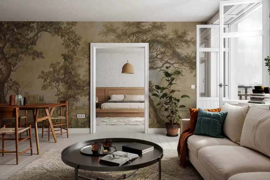 zidne murale Pastoralni krajolik u vezenom stilu w05359