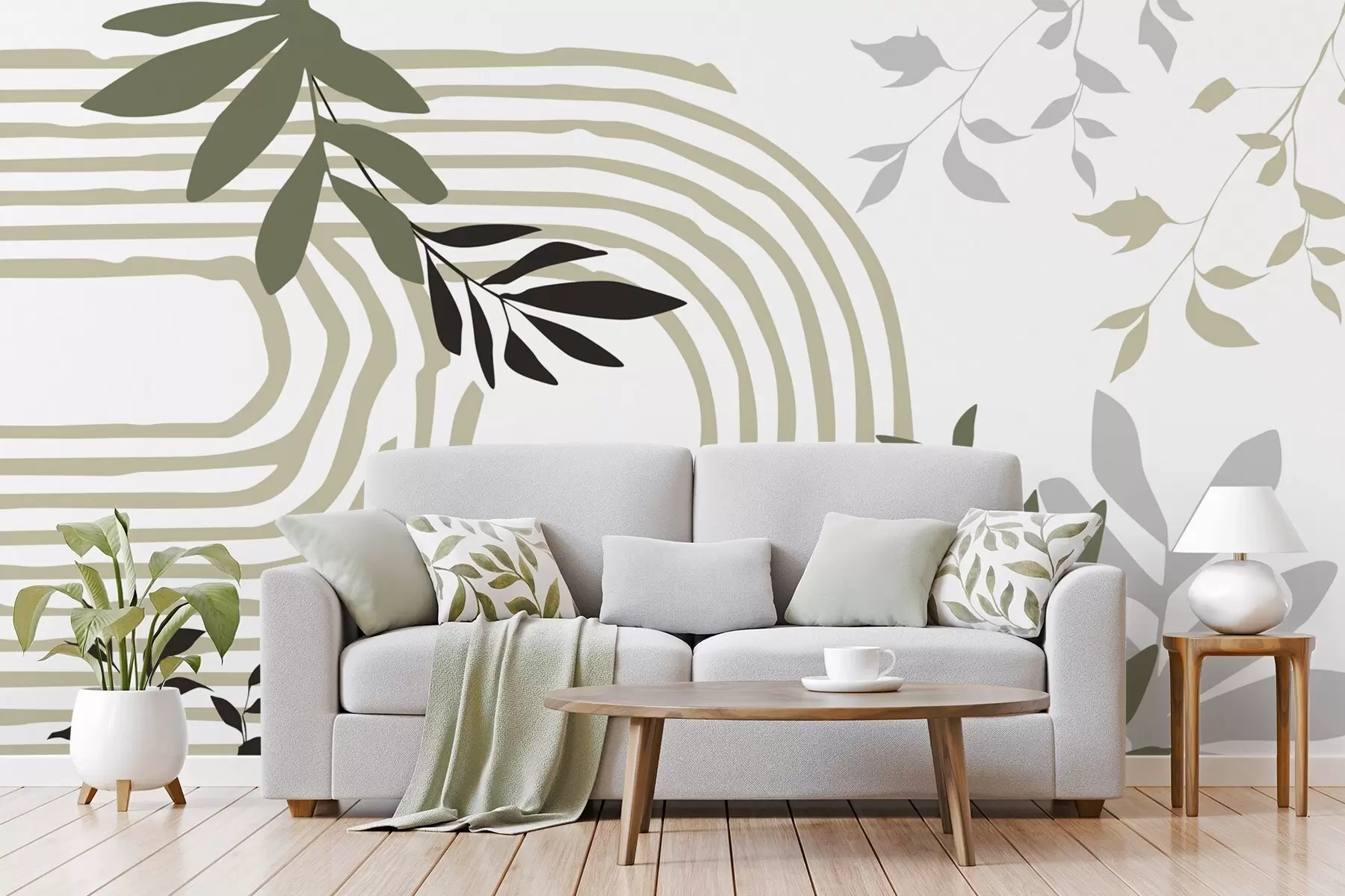 zidne murale Apstraktne siluete i linije biljaka w05374v1
