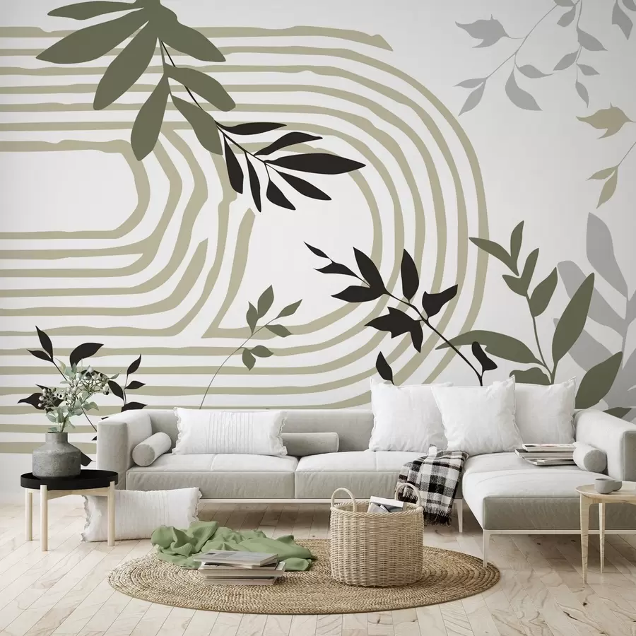 zidne murale Apstraktne siluete i linije biljaka w05374v1