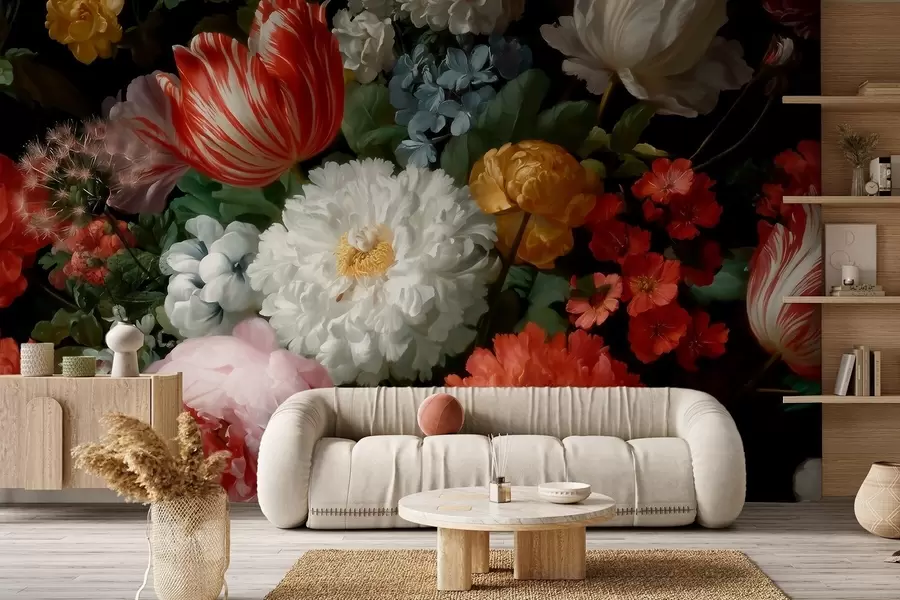 zidne murale Luksuzna cvjetna kompozicija proljetnog vrta w09676