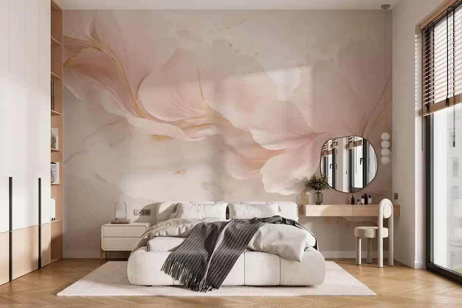 zidne murale Nježno ružičasto cvijeće na svijetloj pozadini w05357