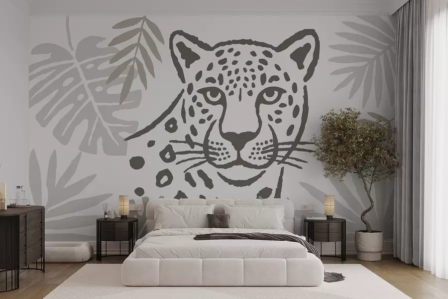 zidne murale Leopard u lišću w05396