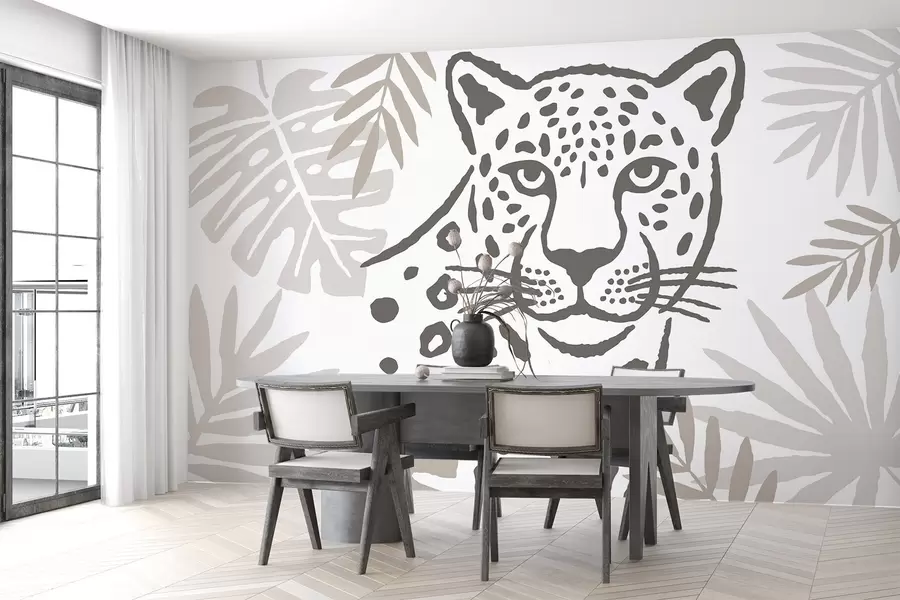 zidne murale Leopard u lišću w05396