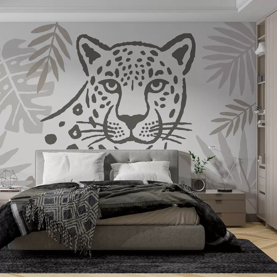 zidne murale Leopard u lišću w05396