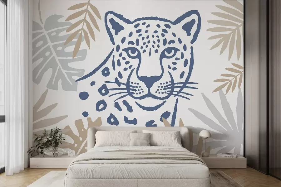 zidne murale Leopard u lišću w05396v2